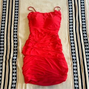 Red Ruched Brami Mini Dress